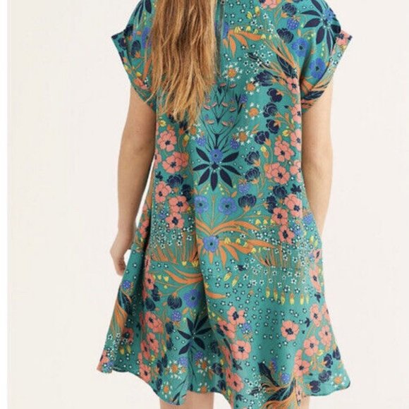 Free People Teal Floral Mini Dress - Picture 5 of 11